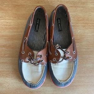 Nine West Leather Canvas Boat Shoes 10
